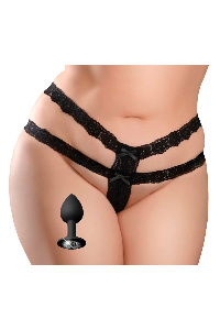 Veter string met buttplug - zonder kruis xl-xxl - zwart