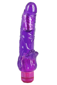 Paarse vibrator met aders en clit stimulator