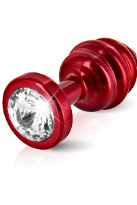 Diogol - ano butt plug geribbeld rood 35 mm