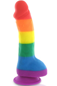 Pride dildo - silicone rainbow dildo with balls