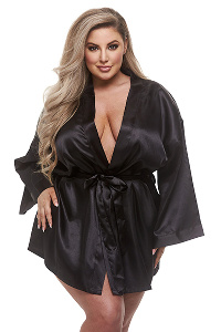 Baci - all satin robe black queen