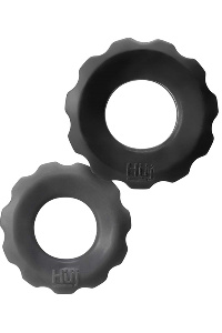 Hunkyjunk cockring 2-size-pack - black tar + stone