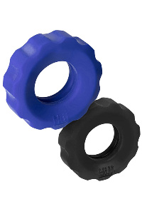 Hunkyjunk cockring 2-size-pack - kobalt + zwart tar