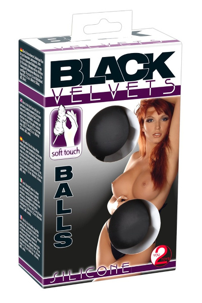 Zwarte vagina ballen met trekkoord - afbeelding 2