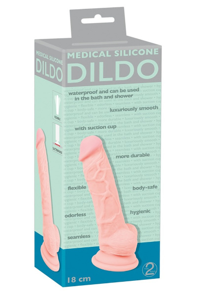 Medische siliconen dildo 18 cm - afbeelding 2