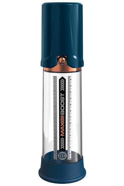Transparante penispomp Max Boost Pump Worx blauw