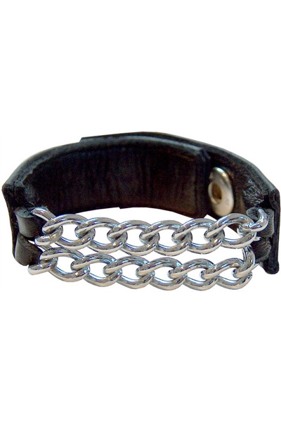 Mister B leren cockstrap met twee kettingen