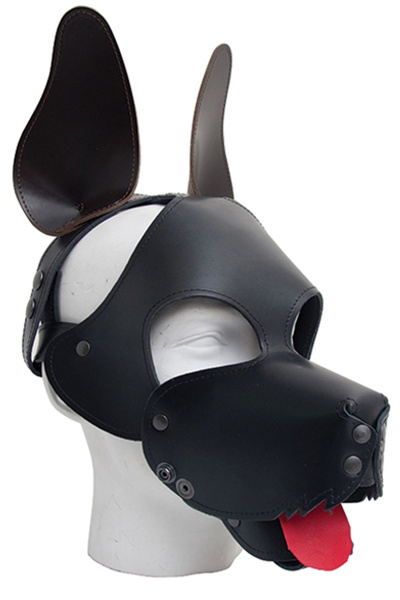 Mister b leren ruige hondenmasker - zwart bruin