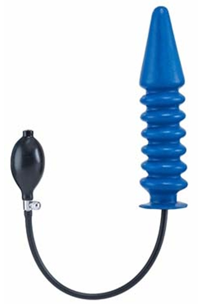 Opblaasbare geribbelde dildo harde kern - blauw large