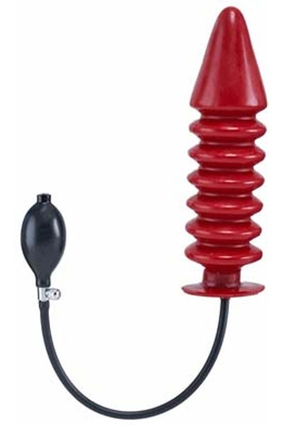 Opblaasbare geribbelde dildo harde kern - rood xl