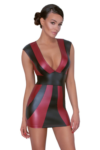 Jurk in 2-tone matte look- rood/zwart