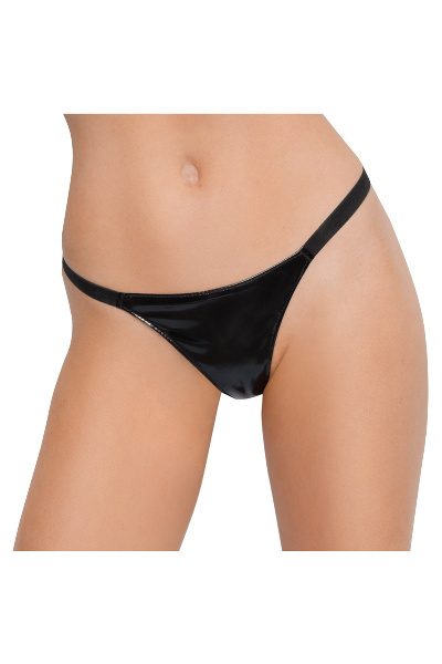 Zwarte lak string met elastische bandjes