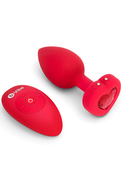 B-vibe - vibrerende hartvormige butt plug m/l rood