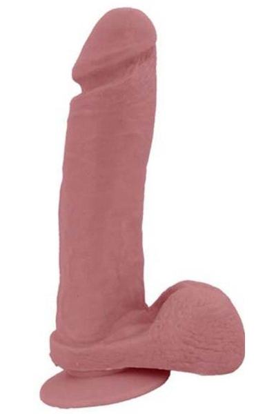 Realistische dong, zuignap & ballen beige 20 cm