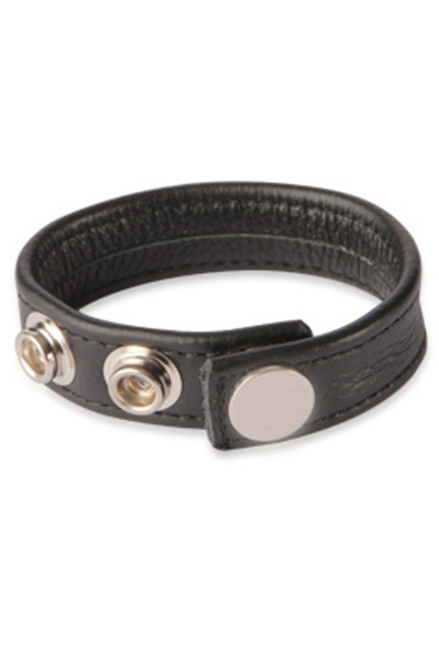 3 snap leren cockring zwart