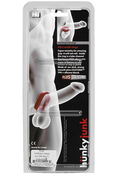 Hunkyjunk cockring set 3x - zwart - blauw - kobalt - afbeelding 2