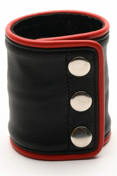 665 leather wrist wallet zip black red