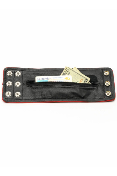 665 leather wrist wallet zip black red - afbeelding 2
