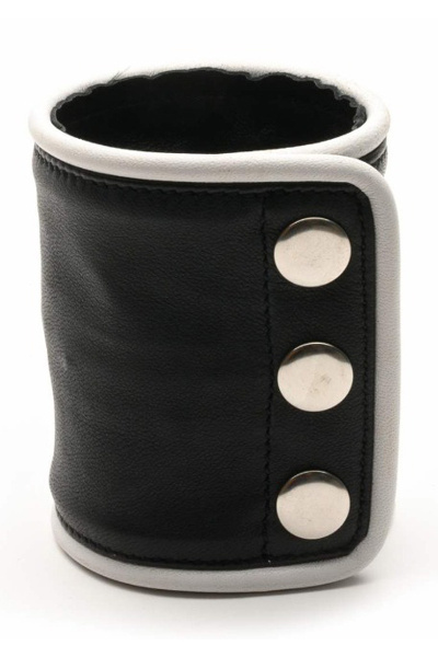 665 leather wrist wallet zip black white