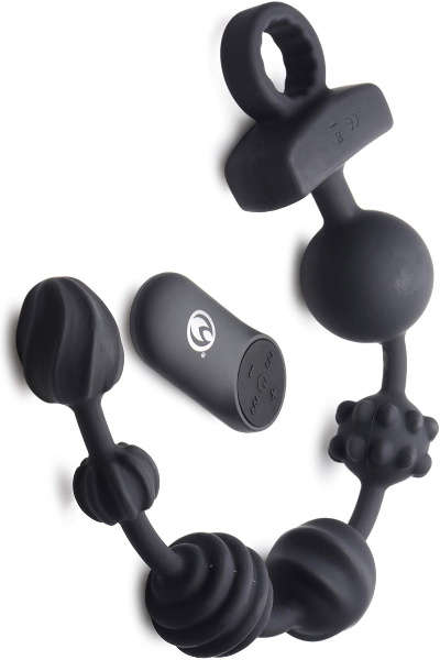Master series - dark rattler vibrating anal beads w, remote