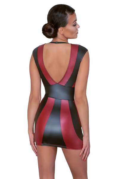 Jurk in 2-tone matte look- rood/zwart - afbeelding 2